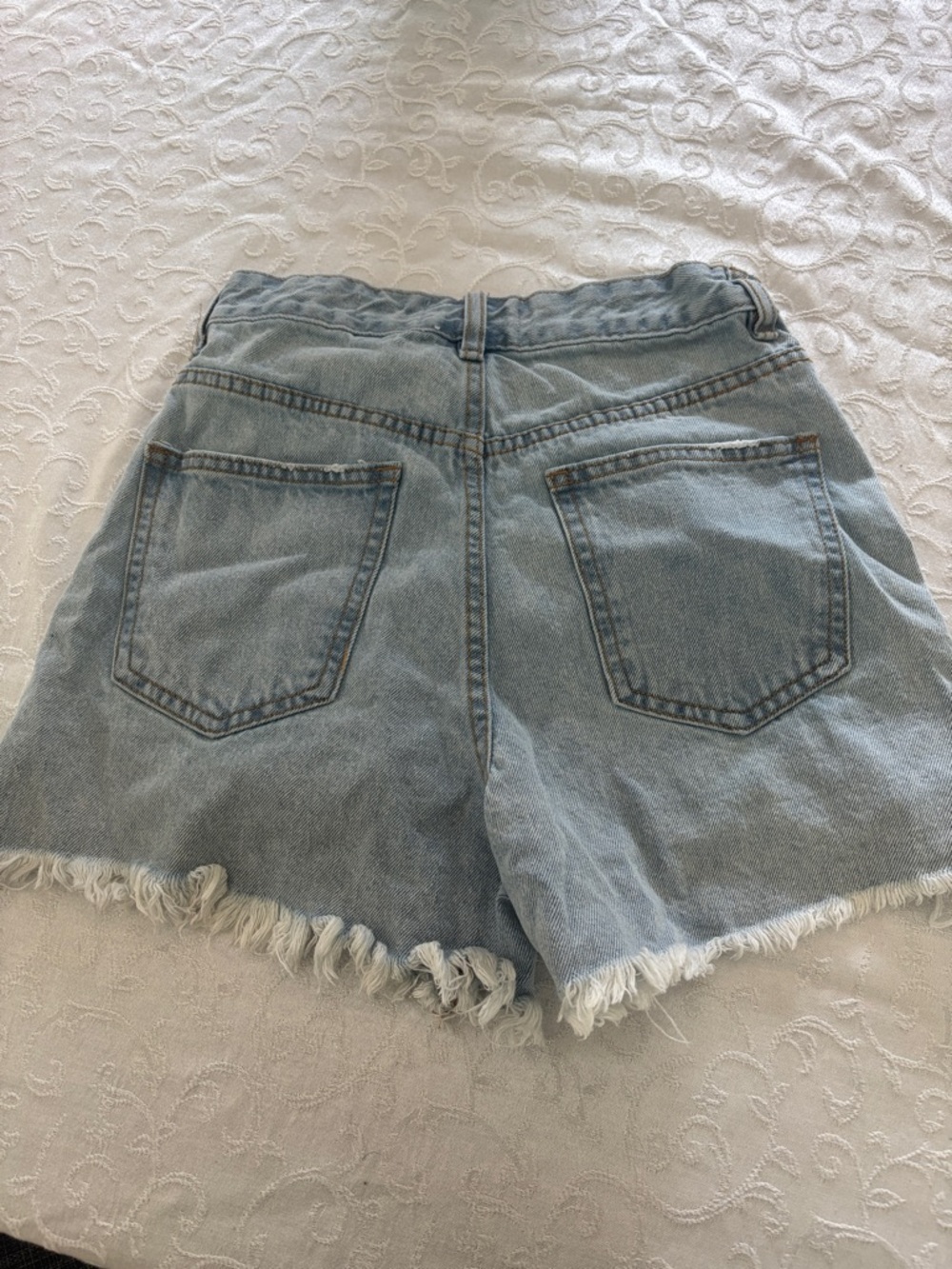 Cotton On Light Blue Distressed High-Rise Denim Shorts - Picture 2 of 3